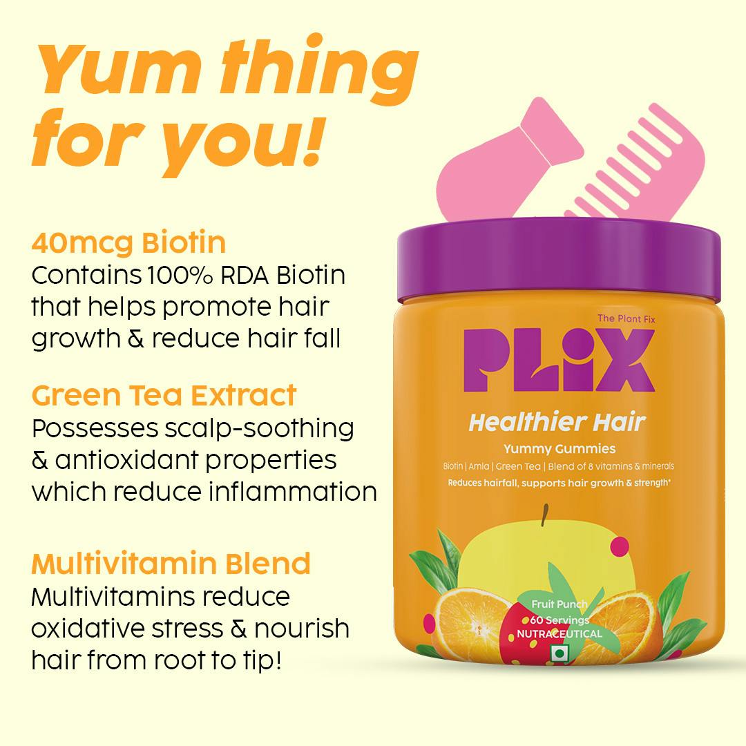 Buy Plix Healthier Hair Yummy Gummies - Plix Life